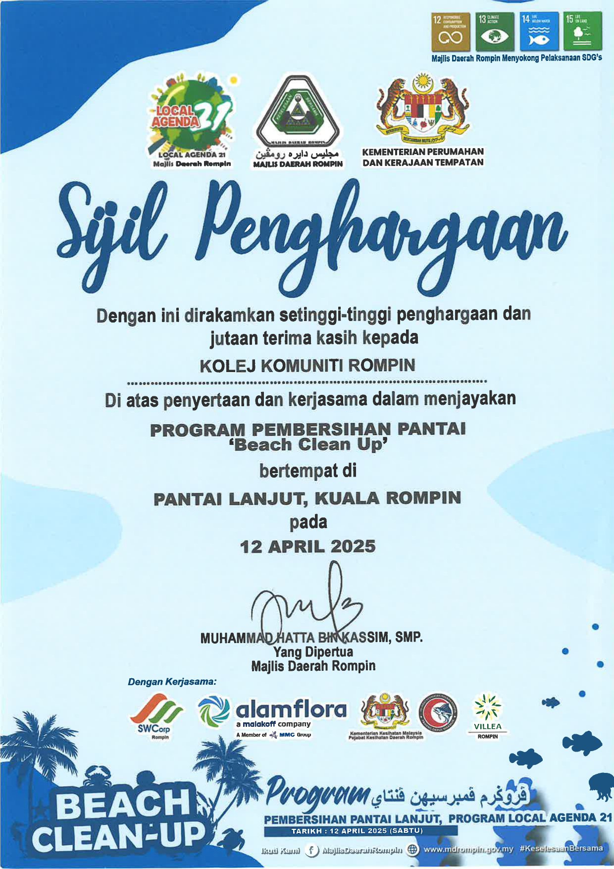 Sijil Beach Clean Up